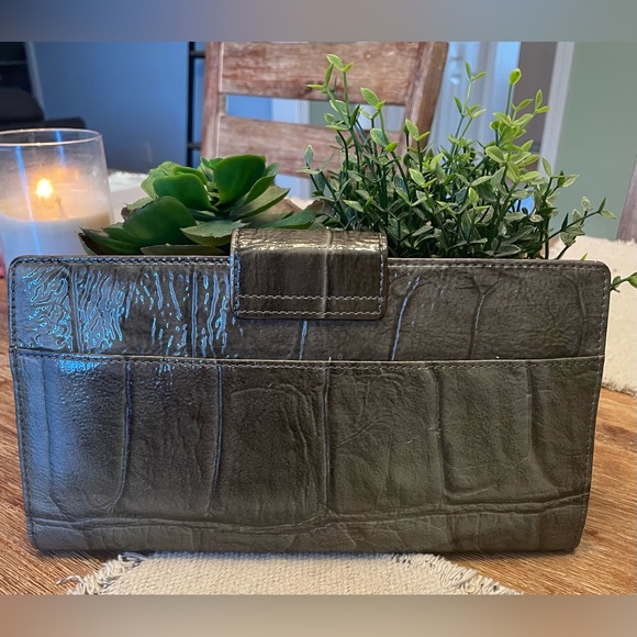 Kate Spade Rialto Place Neda Clutch / Olive Green Croc-Embossed / Vintage - Picture 2 of 11